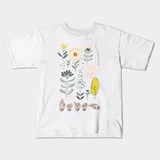 Deaf ASL Sign Language Faith Christian Boho Floral T-Shirt Kids T-Shirt